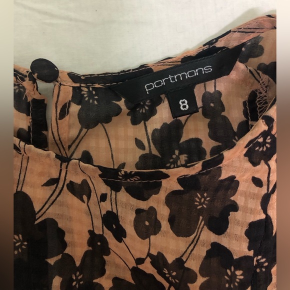 Cap-flutter sleeve black poppy and dusty pink light Portmans top - Picture 6 of 9